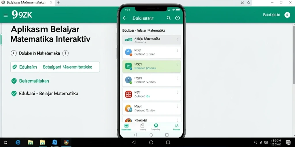 Tampilan antarmuka aplikasi belajar matematika 9ZK yang interaktif.