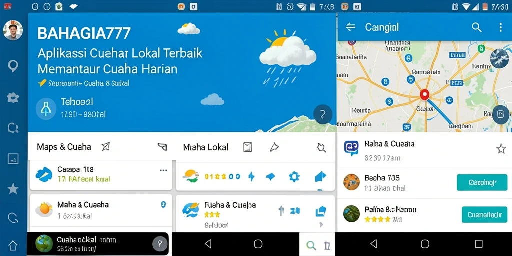 Antarmuka pengguna aplikasi BAHAGIA777 menampilkan informasi cuaca real-time.