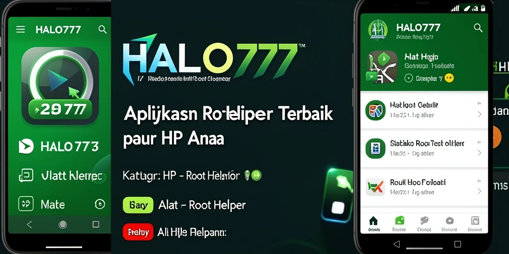 Tampilan antarmuka aplikasi HALO777 sebagai Root Helper.
