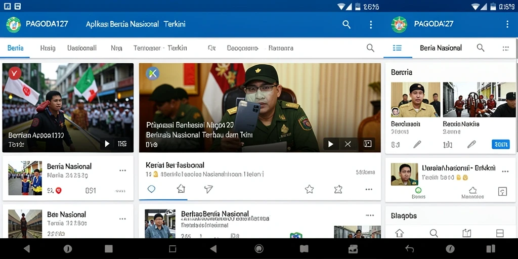 Antarmuka pengguna aplikasi PAGODA127 untuk berita nasional.