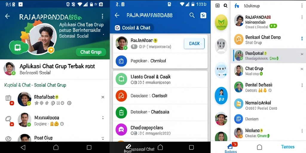 Tampilan antarmuka utama aplikasi RAJAPANDA88 untuk grup chat yang interaktif.