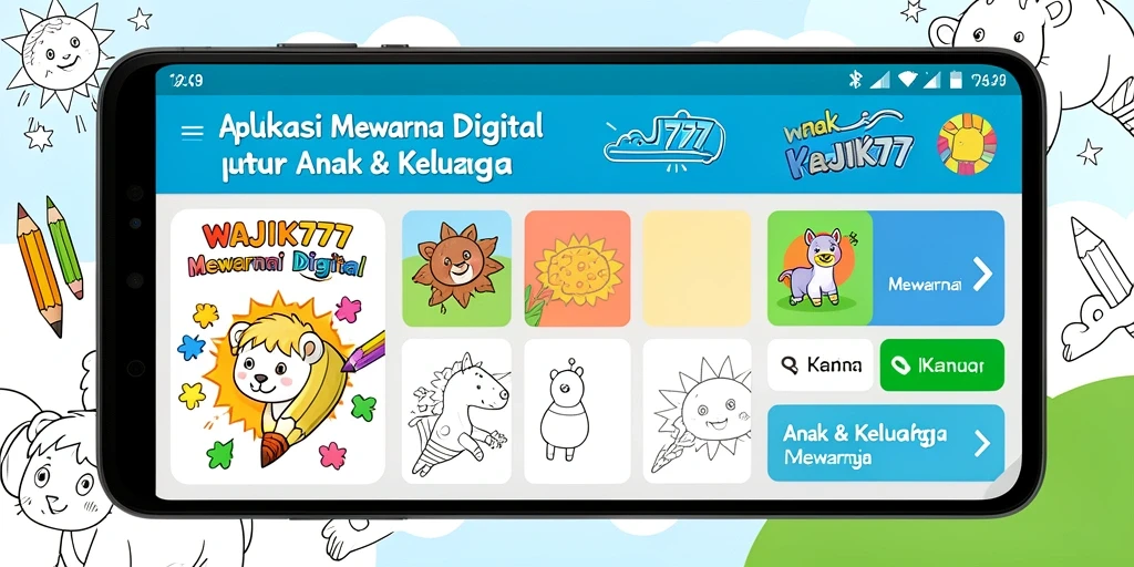 Antarmuka aplikasi WAJIK777 yang menarik dan menyenangkan untuk anak-anak.